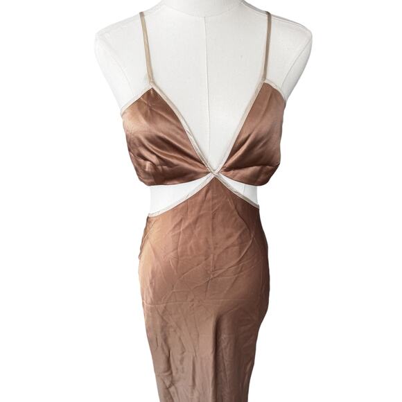 Reformation Poppies Silk Cut-out Maxi Dress Croissant Neutral Size 4 - Picture 5 of 12